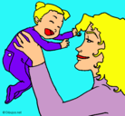 Dibujo Madre con su bebe pintado por momita