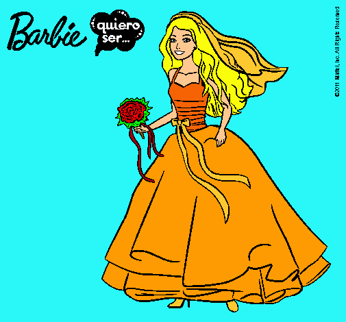 Dibujo Barbie vestida de novia pintado por esrefy