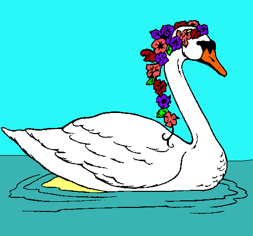 Cisne con flores