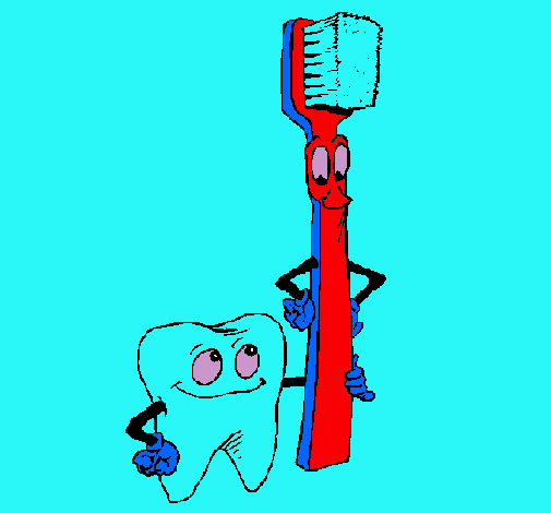 Dibujo Muela y cepillo de dientes pintado por sebaosito