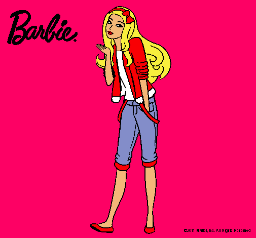 Dibujo Barbie con look casual pintado por naxito96
