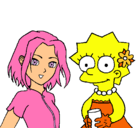 Dibujo Sakura y Lisa pintado por dara