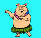 Dibujo Cerdo hawaiano pintado por hugovg