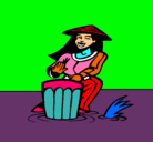 Dibujo Mujer tocando el bongó pintado por moris