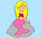 Dibujo Sirena sentada en una roca pintado por tina99