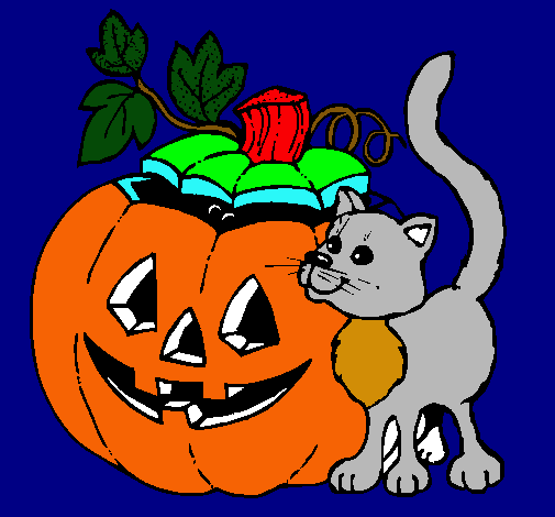 Calabaza y gato