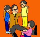 Dibujo Papa con sus 3 hijos pintado por zarita0706