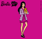 Dibujo Barbie con un gatito pintado por Ester