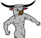 Dibujo Cabeza de búfalo pintado por minotauro