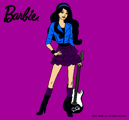 Dibujo Barbie rockera pintado por black