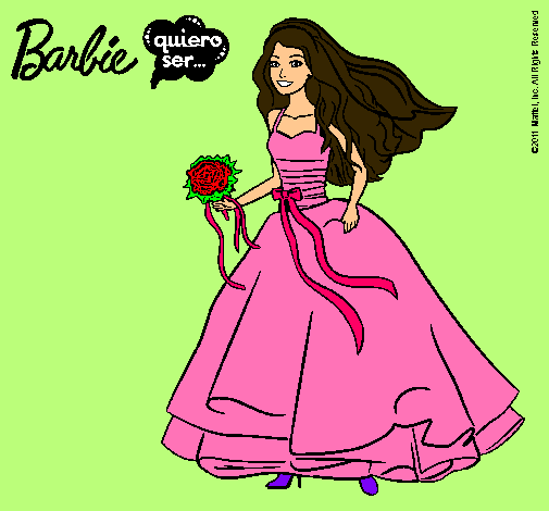 Dibujo Barbie vestida de novia pintado por sheillah
