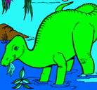 Dibujo Dinosaurio comiendo pintado por belenrios