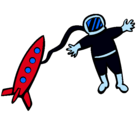 Dibujo Cohete y astronauta pintado por younes453