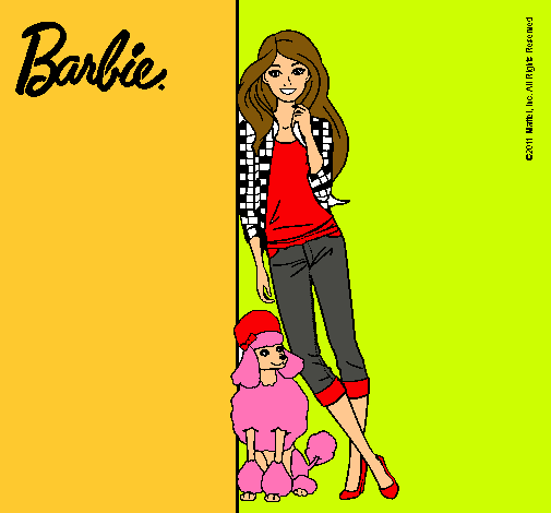 Dibujo Barbie con cazadora de cuadros pintado por sheillah