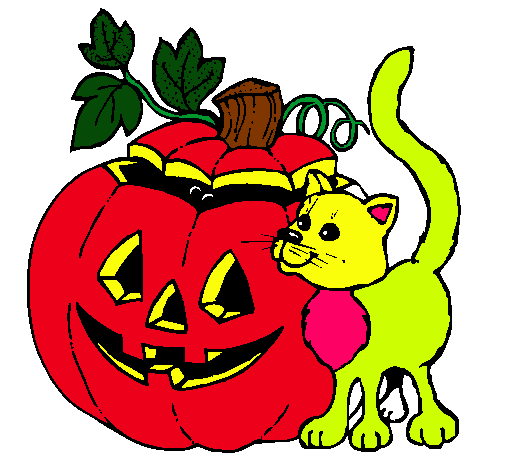 Calabaza y gato