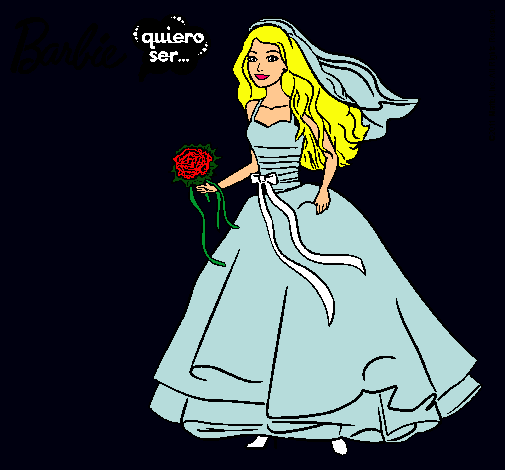 Dibujo Barbie vestida de novia pintado por 37124
