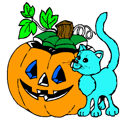 Calabaza y gato