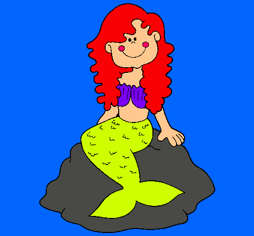 Dibujo Sirena sentada en una roca pintado por marialaura