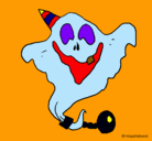 Dibujo Fantasma con sombrero de fiesta pintado por utkdxtukt