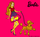 Dibujo Barbie paseando a su mascota pintado por pcofrades