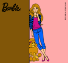 Dibujo Barbie con cazadora de cuadros pintado por Ester