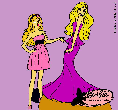 Dibujo Barbie estrena vestido pintado por black