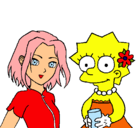 Dibujo Sakura y Lisa pintado por vaale