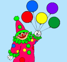 Dibujo Payaso con globos pintado por payaso