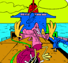 Dibujo Cigüeña en un barco pintado por hijar