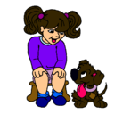 Dibujo Niña con su perrito pintado por maricuela