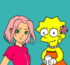 Dibujo Sakura y Lisa pintado por hayumolhkkkk