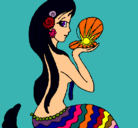 Dibujo Sirena y perla pintado por cheina7