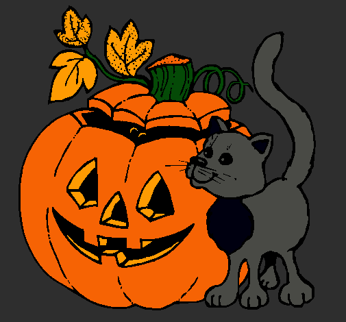 Calabaza y gato