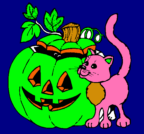 Calabaza y gato