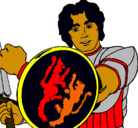 Dibujo Caballero con escudo de león pintado por pudrete