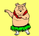Dibujo Cerdo hawaiano pintado por knvjbjhg