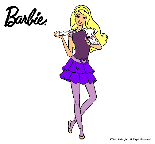 Dibujo Barbie y su mascota pintado por zu-star