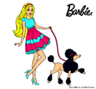 Dibujo Barbie paseando a su mascota pintado por caminacia