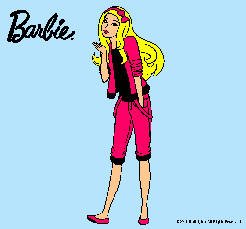 Dibujo Barbie con look casual pintado por lizdany