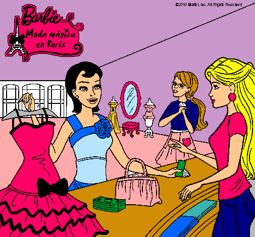 Dibujo Barbie en una tienda de ropa pintado por lizdany