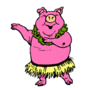Dibujo Cerdo hawaiano pintado por nose