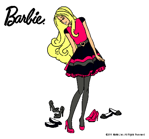 Dibujo Barbie y su colección de zapatos pintado por zu-star