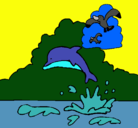 Dibujo Delfín y gaviota pintado por ILEANA
