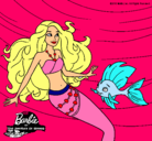 Dibujo Barbie sirena con su amiga pez pintado por nicole23