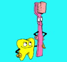 Dibujo Muela y cepillo de dientes pintado por oroso
