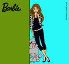 Dibujo Barbie con cazadora de cuadros pintado por miko