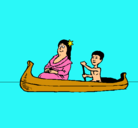 Dibujo Madre e hijo en canoa pintado por Francisco-6