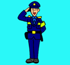 Dibujo Policía saludando pintado por dahila