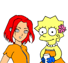 Dibujo Sakura y Lisa pintado por dibogo