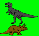 Dibujo Triceratops y tiranosaurios rex pintado por alien
